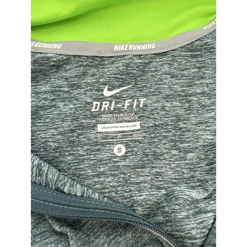 Nike Running Dri Fit Long Sleeve Half Zip Mens Sz Small Heather Blue Reflective - Picture 2 of 7